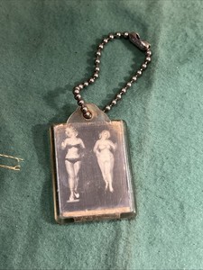 Vintage Two Risqué Dancing Ladies Flickering Image Keychain - Ernest Tubb Record
