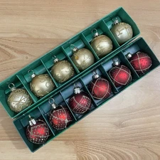 Kurt Adler Christmas Ornaments & Place Card Holders Gold Red Glitter 12 Pack 2”