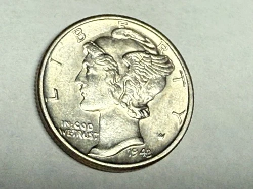 1943 MERCURY silver U.S. dime. BU. #q3