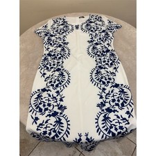 SHEIN Dress Womens 3XL White & Navy Floral Sheath Bodycon Knee Length