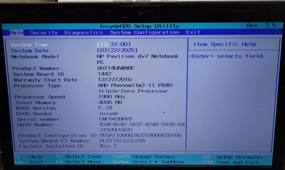 HP Pavilion dv7 17" Laptop AMD Phenom II P840 4GB RAM 500GB HDD Boots/Bios - Image 2 of 4
