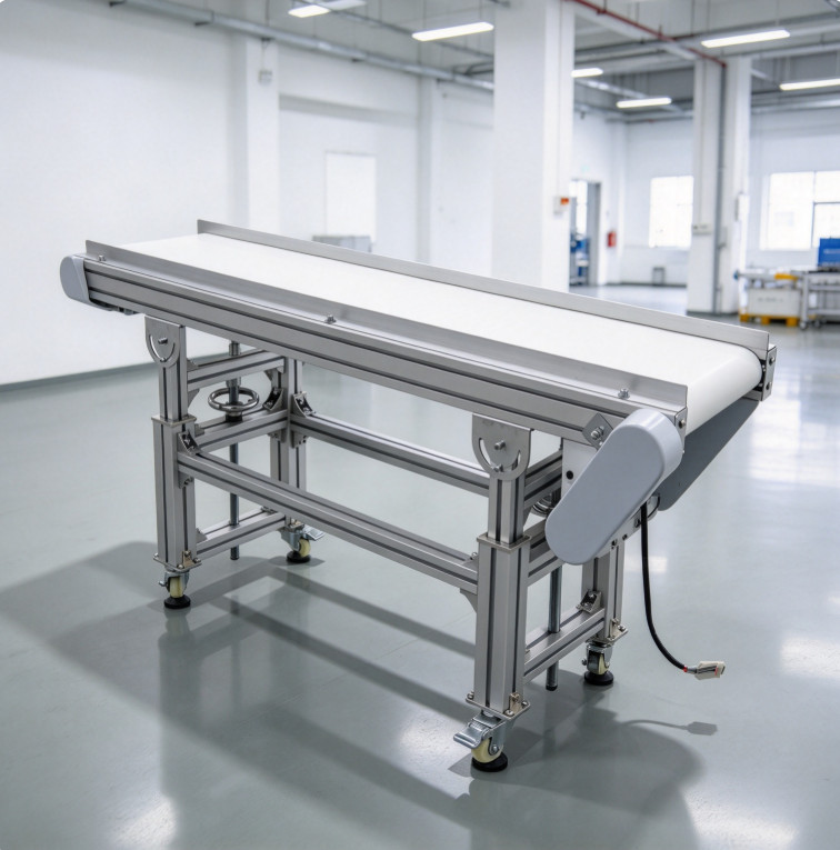 59x11.8" Flat PVC Belt Conveyor System for Industrial Transport Double Guardrail