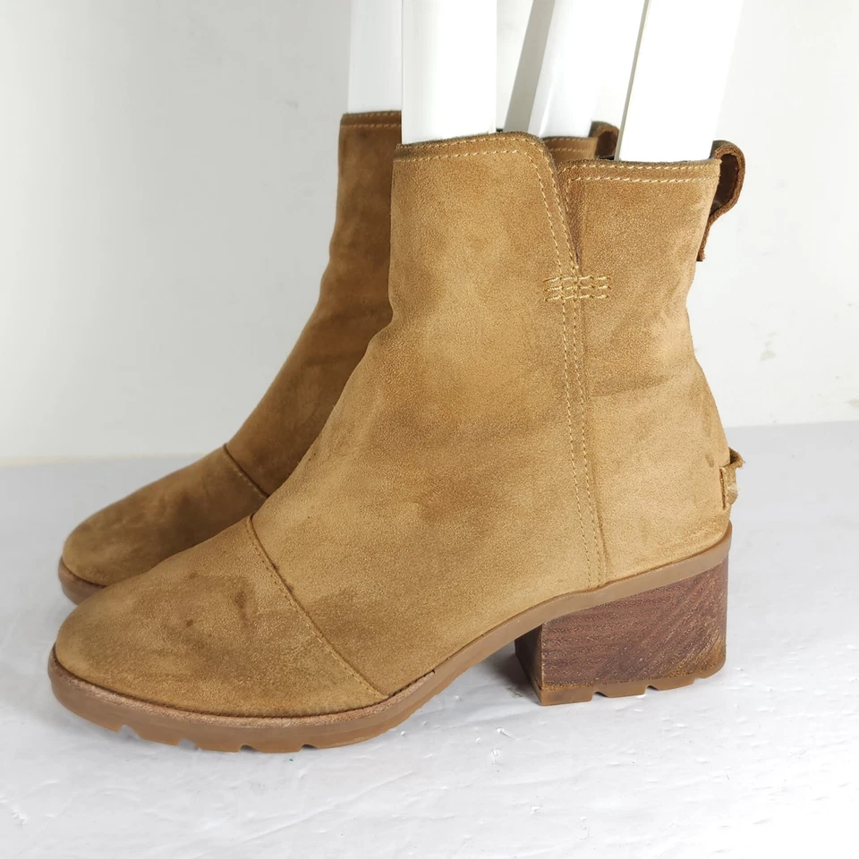 Botas Sorel femininas Kate EUA 8 marrom camurça impermeável com zíper lateral  - Imagem 2 de 4