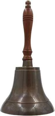 11" Solid Brass Hand Bell School Bell with Wood Handle Call Service Bell - Image 1 of 3