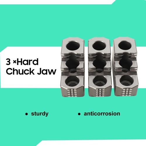 Hard Chuck Jaw Set 3 Pcs Steel Double Step Hard Jaws Set 8" Lathe Chuck Serrated