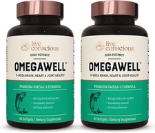 Live Conscious OmegaWell Fish Oil Heart, Brain, and Joint, 2 BOTTLES