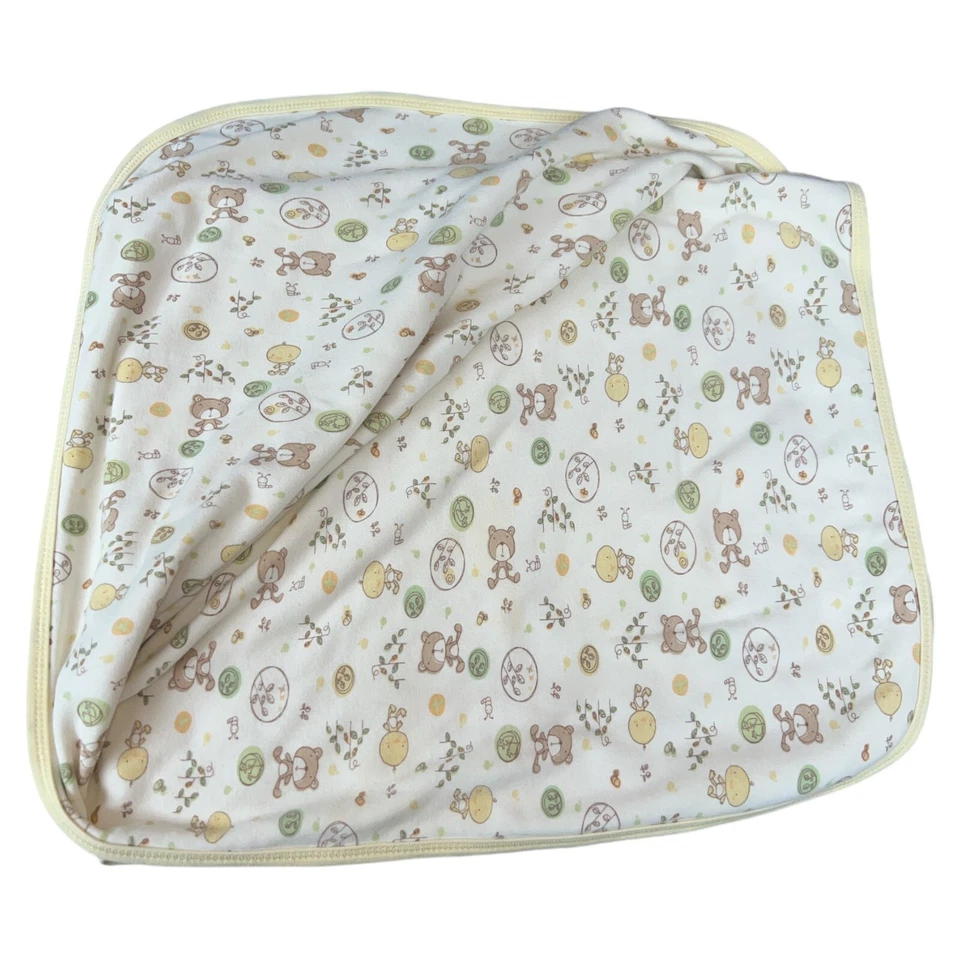 Gerber Manta Bebé Algodón Orgánico Amarillo Blanco Oso Pollito Adorable Reversible Foto 3 de 4