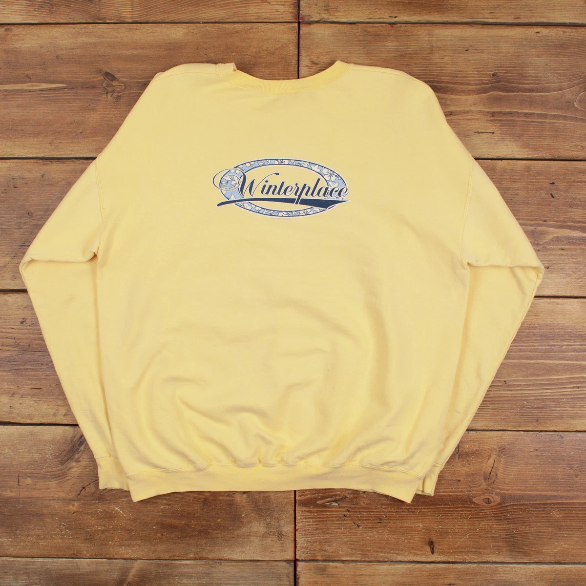 Vintage Hanes Graphic Sweatshirt L Glitter Yellow Roundneck Pullover Jumper  | eBay