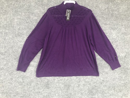 APT 9 Sweater 2X Women Purple Mock Neck 