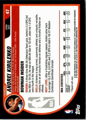 2007-08 Bowman Chrome Basketball -Pick Choose Your Cards  - Picture 35 of 117