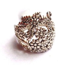 Artisan Crafted Sterling Silver Flowers  Leaves Design Ring Sz 8 New