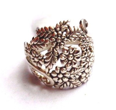 Artisan Crafted Sterling Silver Flowers & Leaves Design Ring Sz 8 New