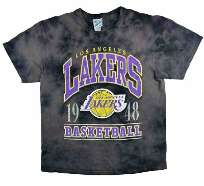 47 Brand Vintage Tubular Mens Los Angeles Lakers Black Tie-Dye Tshirt