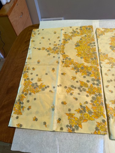 Vintage Yellow Floral Standard Pillowcases Set of 2 Unbranded 30 x 19 - Picture 5 of 5