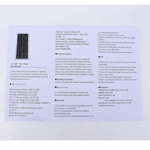 10W Flexible Solar Panel Kit with 10A 12/24V Controller For RV Boats Car Battery - Foto 7 di 12