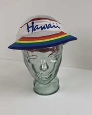 Vtg Sun Visor Hat Hawaii Rainbow Pride Golf Tennis Beach Vacation Adjustable