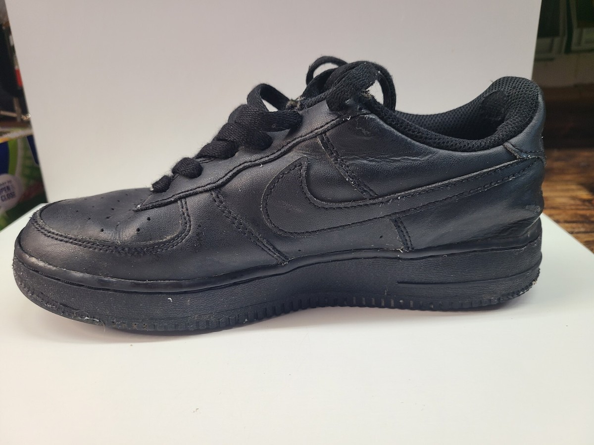 Nike Boys Air Force 1 314192-009 Black Leather Lace Up