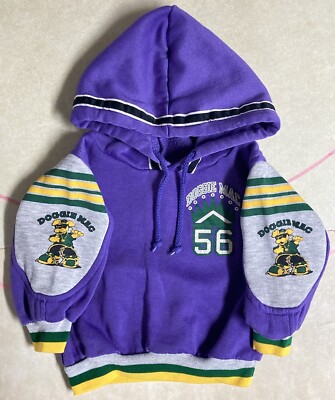 Vintage 90s Doggie Mac Hoodie Hip Hop Dog Cartoon Hooded Sweatshirt Kids 2T VTG