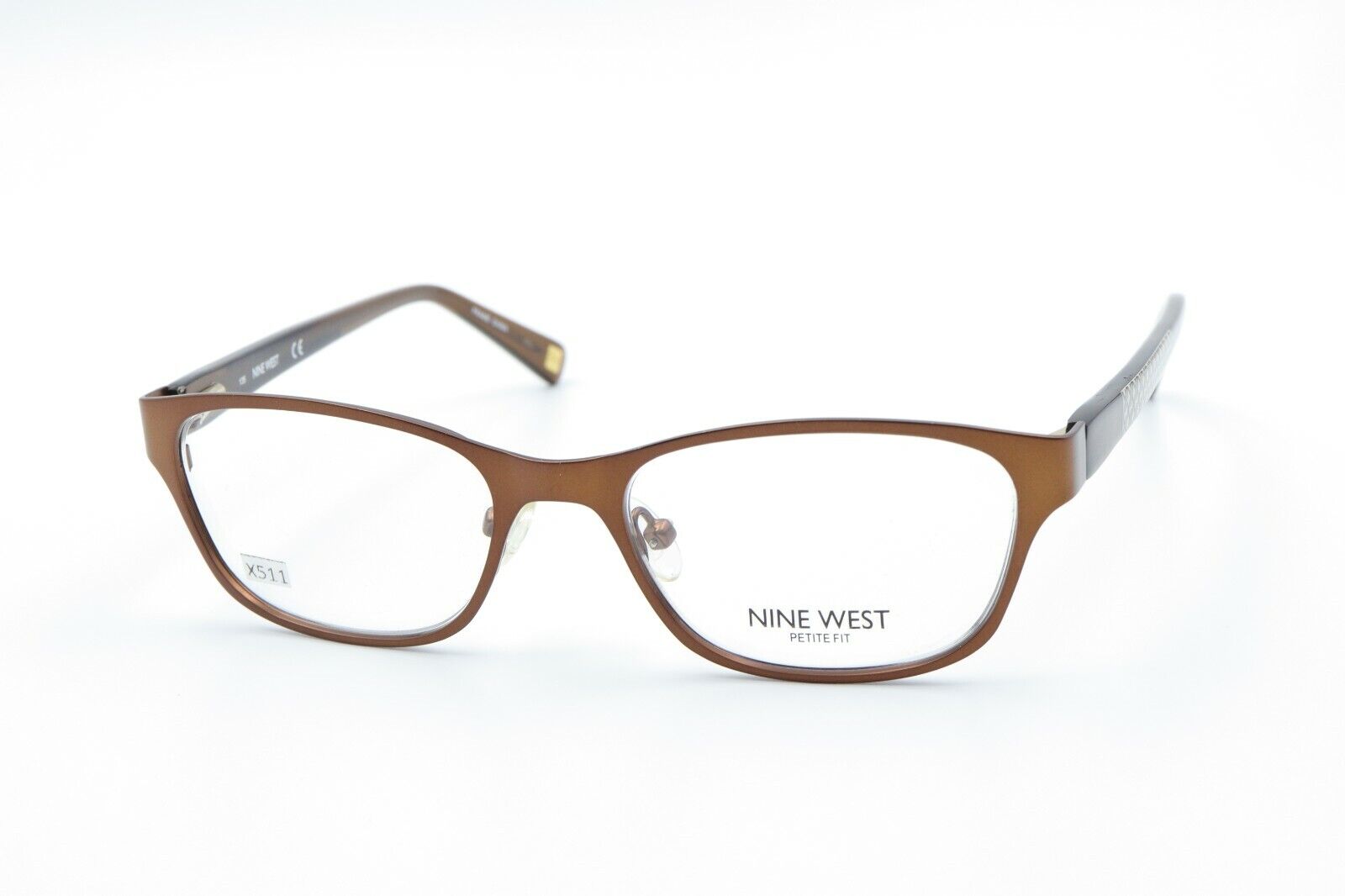 NINE WEST NW1057 210 Satin Brown 47-16-135 Frames SMALL Flex Hinges X511