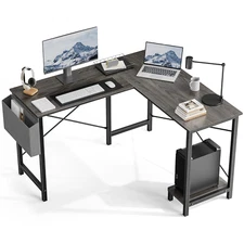 50" Gaming Corner Desk, Wooden Writing PC Table with CPU Storage And Side Bag
