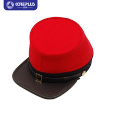 Men's Red Civil War Era Wool Kepi - Adjustable Fit colored Band