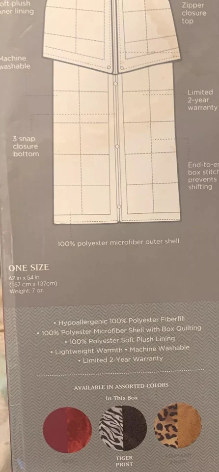 CHARTER CLUB 3-IN-1 BodyWrap Blanket,Color: Bengal Tiger PRINT, New -No Box  S25 - Image 2 of 4