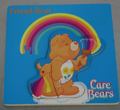 Vintage Care Bears Wood Inlay 3 Piece Puzzle Friend Bear  wooden puzzle  ***