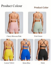 Women's Slim Cross Back Yoga Wear Training Quick Dry Polyester Fitness Suit