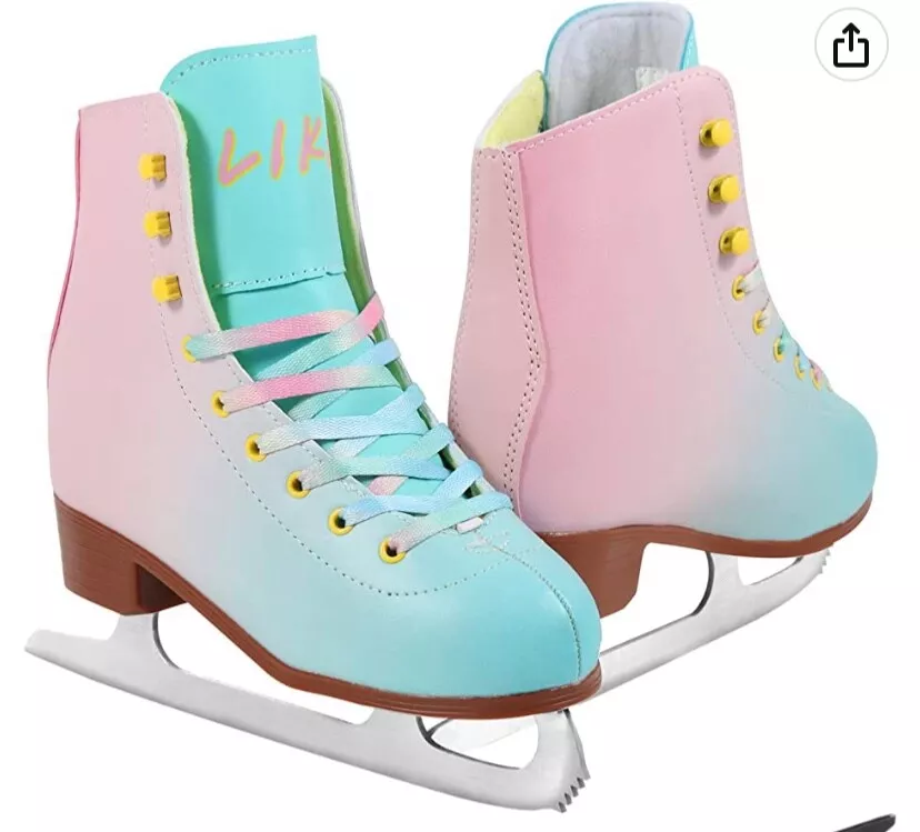 LIKU Ice Skates for Girl and WomenIndoor Outdoor Lace Up Fun