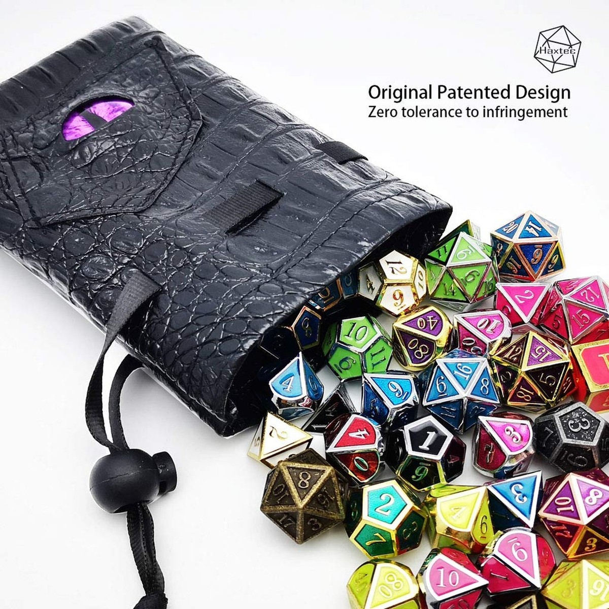 Haxtec Dragon Dice Bag Small Drawstring Leather DND Dice Pouch