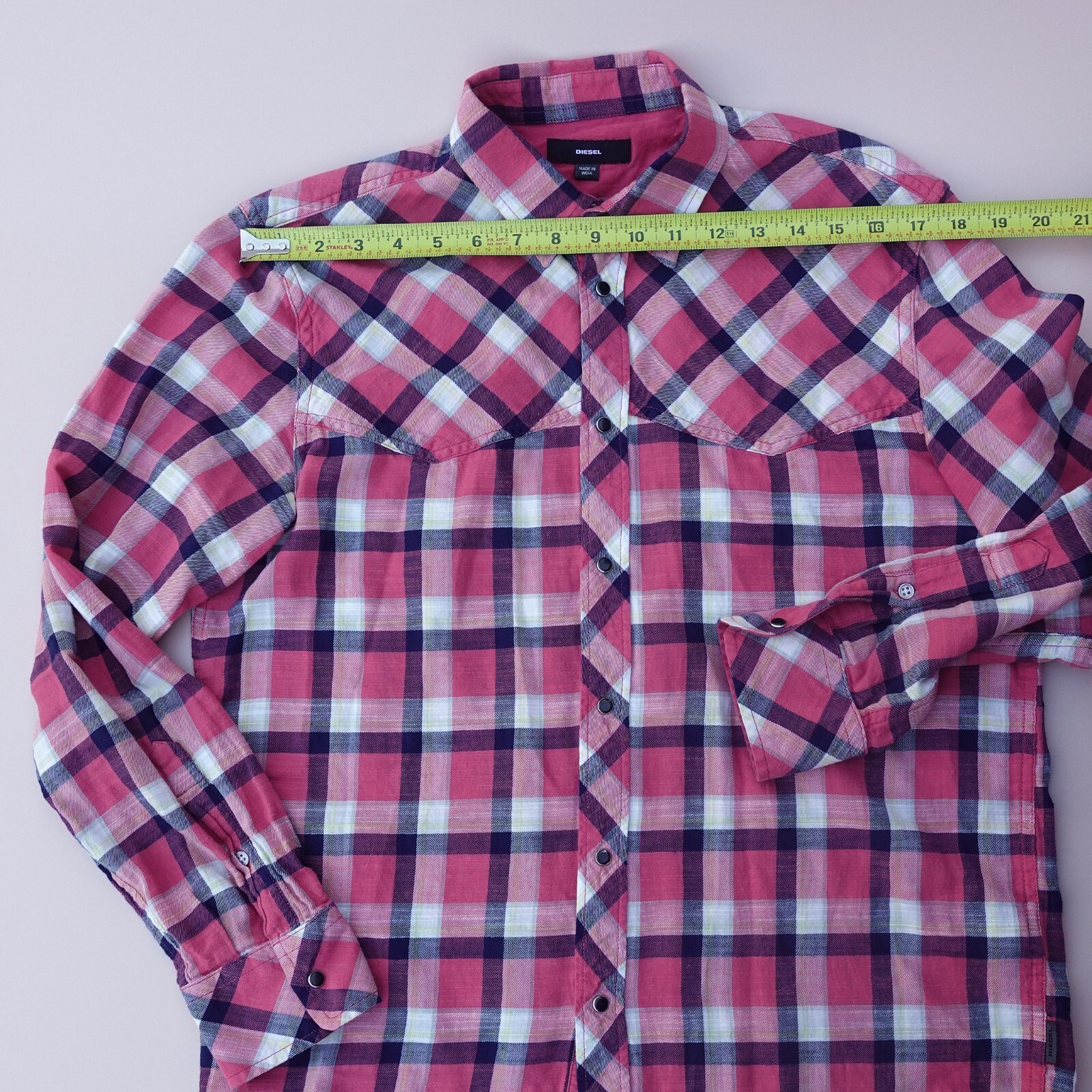 Diesel Men’s S-PLanet Shirt Long sleeves Misty Rose, grunge, western, 90s Size M