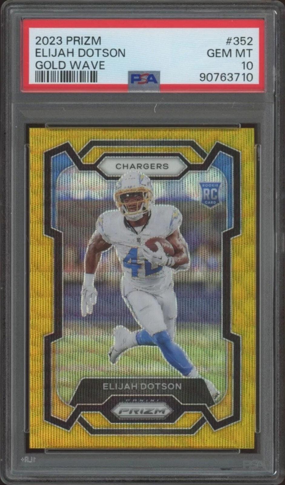Elijah Dotson Rookie Gold Prizm /10 PSA 10 Los Angeles Chargers Atlanta Falcons 