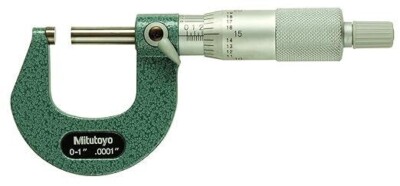 Mitutoyo 103-131 Outside Micrometer, Baked-Enamel Finish, Ratchet Stop, 0-1''