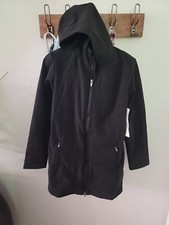 Lucy Black Ashtanga Soft Shell Long Jacket Hooded Brushed Lining Euc Women's "s"
