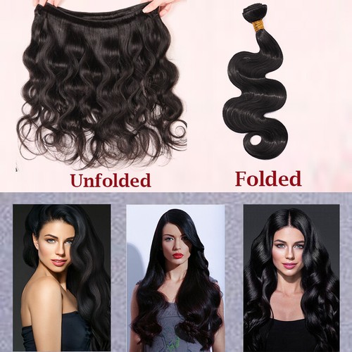 Body Wave Natural As Human Hair Bundles Weave Sew in Weft Extensions Black/Ombre - Picture 6 of 26