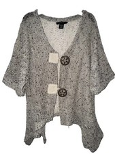 KAKTUS beige Open Knit Weave Oversized Button Cardigan Sweater Medium