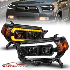 [LED DRL Bar] 2010-2013 For Toyota 4Runner Sequential LED DRL Black Headlight