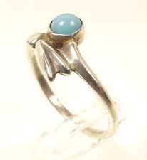 Very Nice Sterling Silver Navajo Clean Turquoise Southwest Sz 8 Ring
