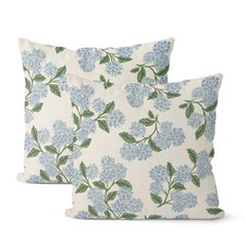 Spring Pillow Covers 18x18 Inch 2 Pcs Blue Green Hydrangea Flower Decor Throw Pi