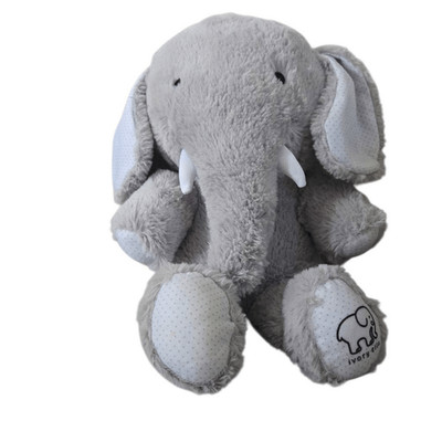 Ivory Ella Plush Elephant Soft Gray Polka Dots