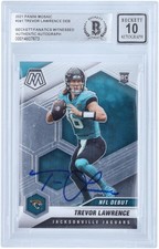 Trevor Lawrence Jaguars Signed 2021 Panini Mosaic Debut BAS 10 Rookie Card. rookie card picture