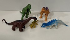 Vintage Soft Plastic Colorful Toy Dinosaurs Lot Of 5 Made In China