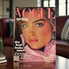 VOGUE 1985 BROOKE SHIELDS RENEE SIMONSEN KIM BASINGER ELLE MACPHERSON FASHION