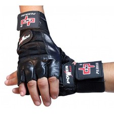 PERRINI Black Leather Fingerless Weight Lifting Workout Gloves, All Sizes