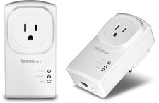 TRENDnet Powerline 500 AV Nano Adapter Kit Pass-Through Plug  Play-White