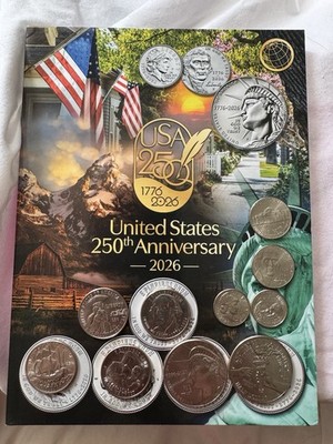   250th Anniversary 2026 Philadelphia Coin Folder With  10 Coins -NEW 