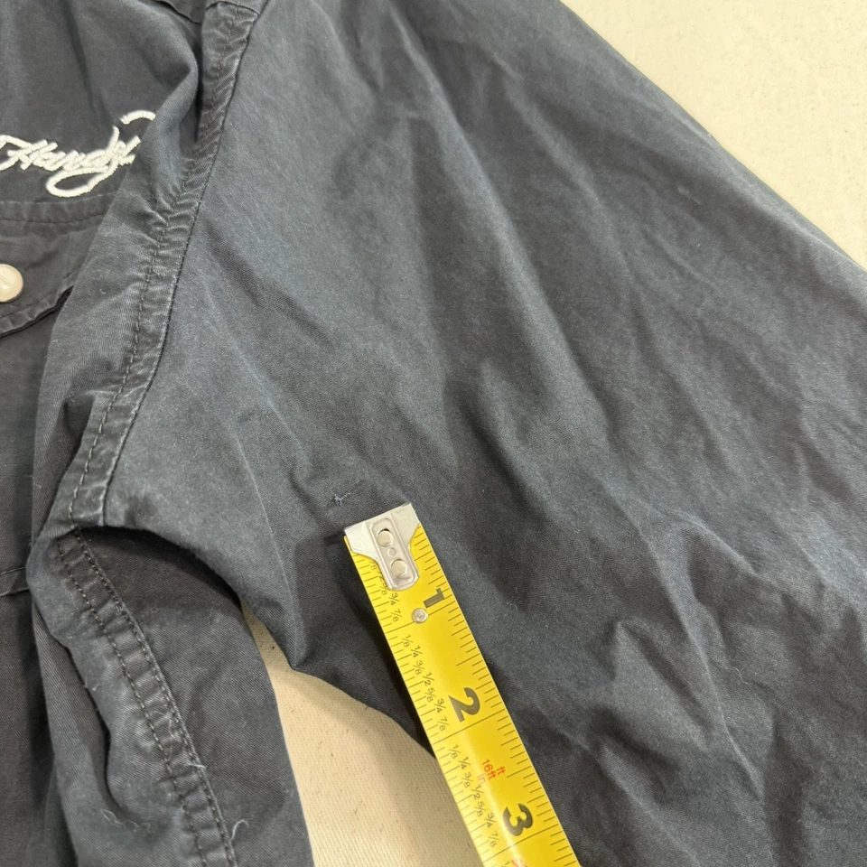 Camisa De Colección Y2k Ed Hardy Negra Bordada Perla A Presión Manga Larga 2000 Talla M Foto 4 de 4