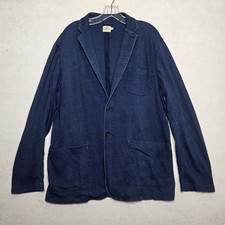 Faherty Inlet Knit Blazer XL Indigo Dyed Twill Blue Cotton Coastal Casual Rugged