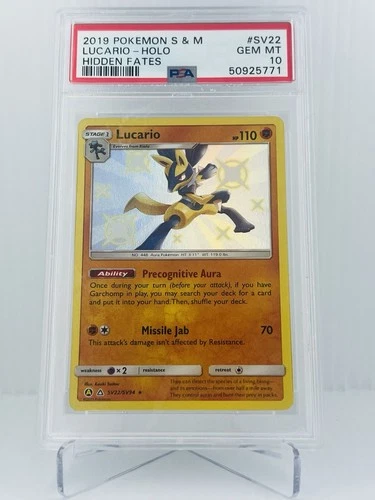 Pokemon Hidden Fates Lucario SV22 PSA 10