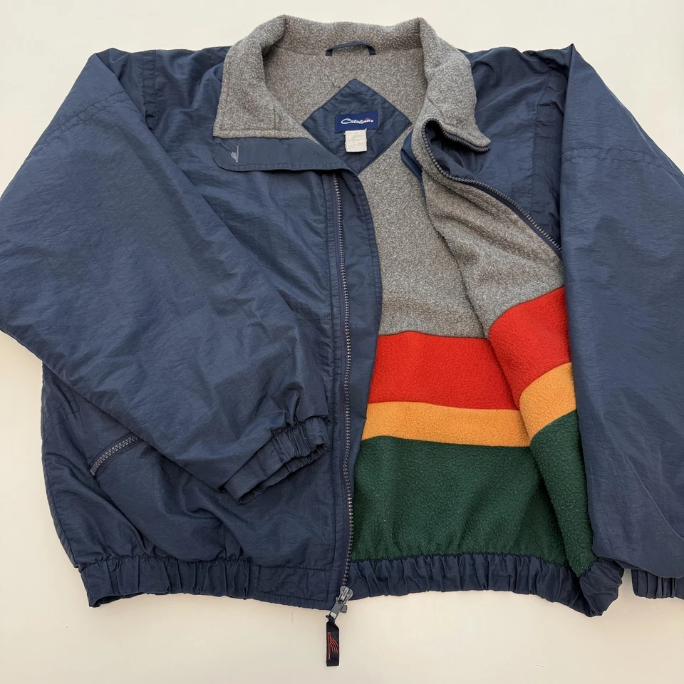 Chaqueta cortavientos vintage Catalina para hombre grande forrada de lana cremallera completa retro años 90 Foto 3 de 4